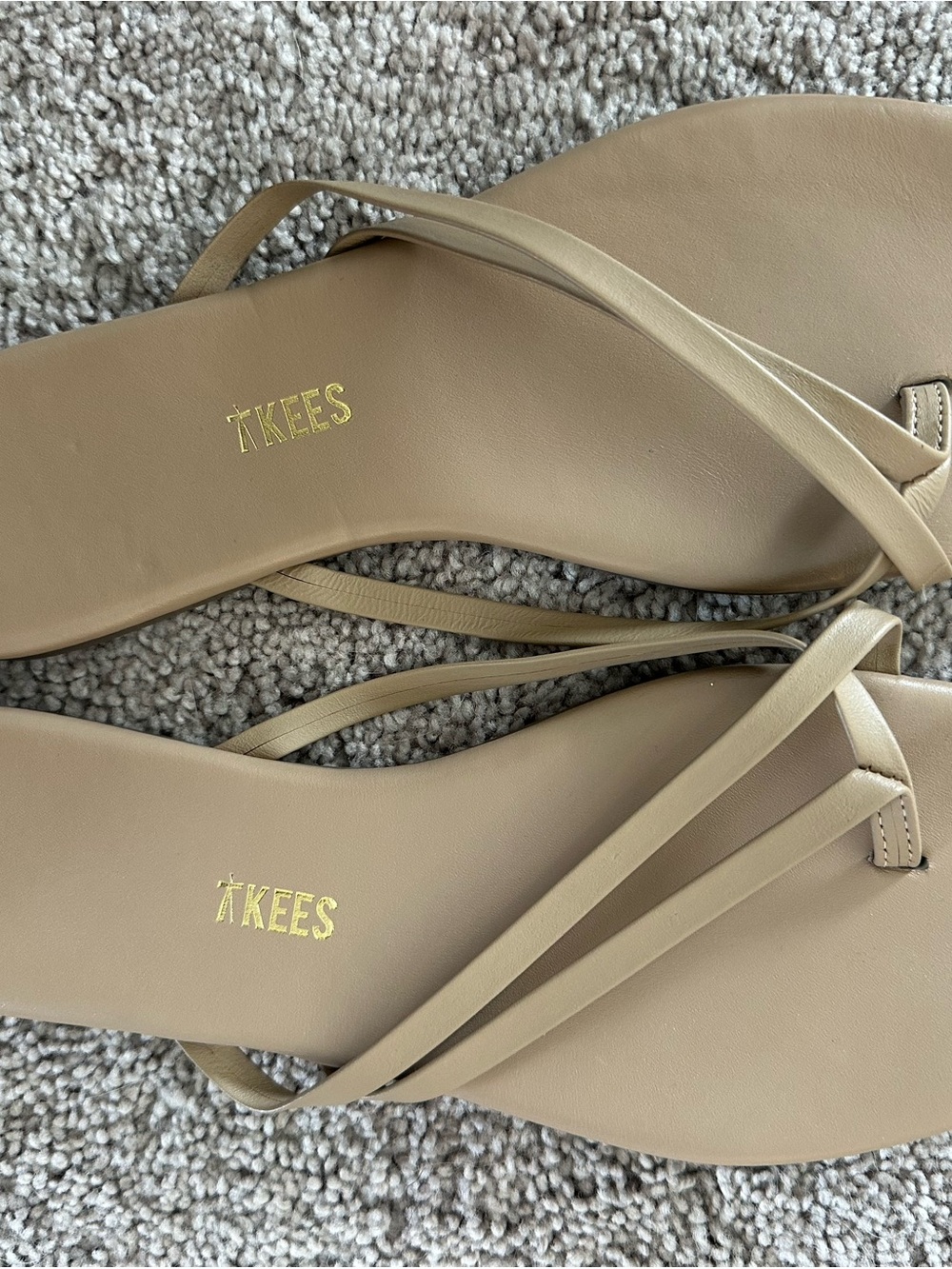 TKEES Women's Tan Minimalist Strappy Flip Sandals